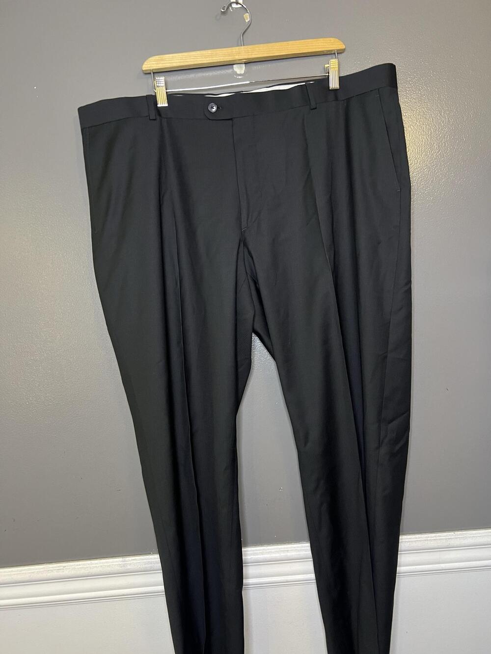 Joseph Abboud Dress Pants Mens 44x29 Black Super 100s Wool Flat Front Heritage